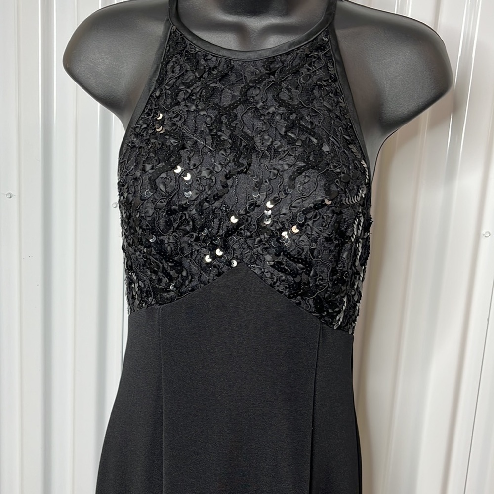Bari-Jay Black Vintage Halter Empire Evening Silhouette. Preowned